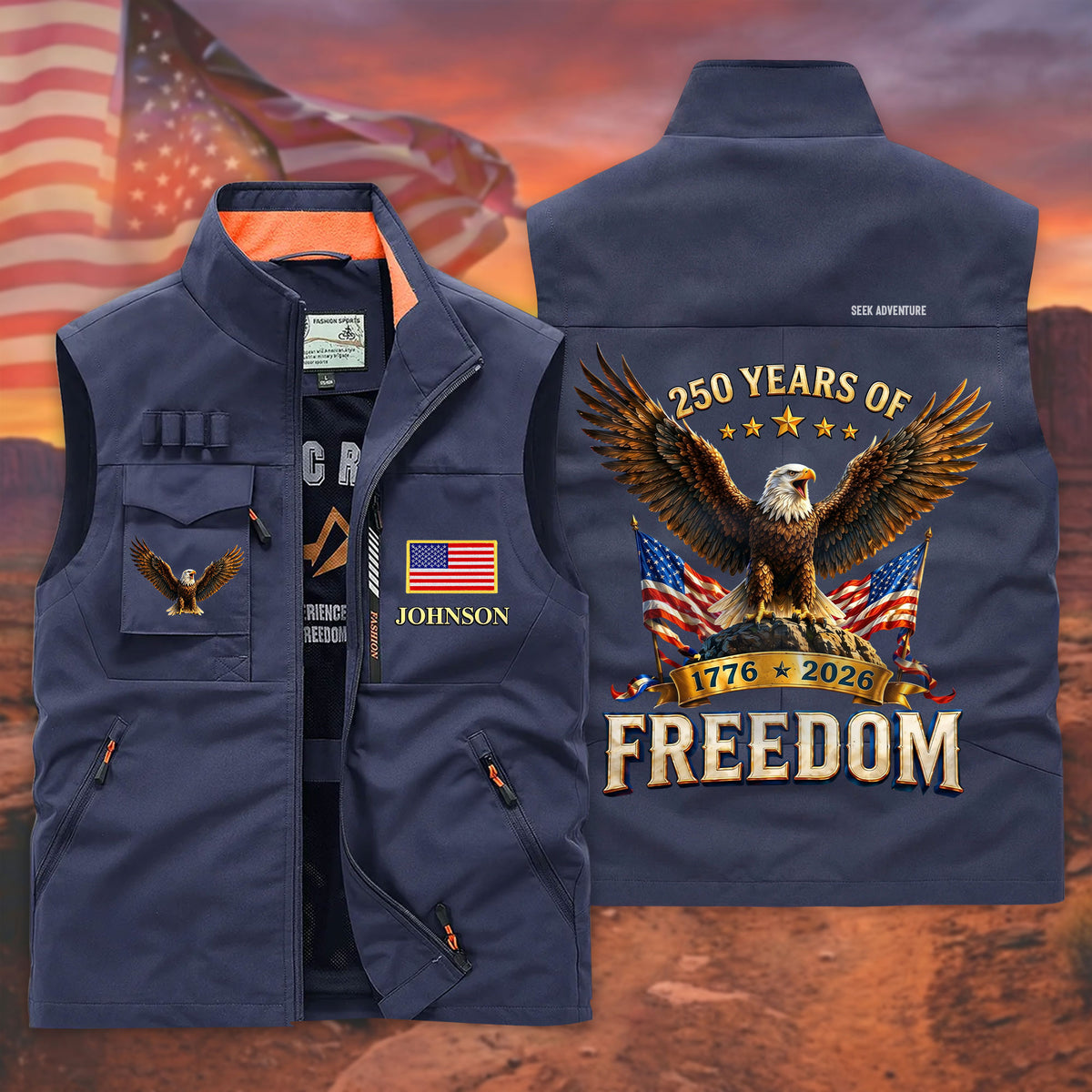 (CHECK SIZE CHART) Personalized United States Pocket Vest UKND6170402