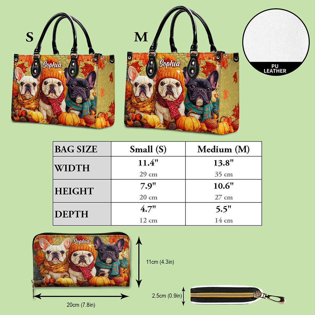 Custom Frenchie Halloween Leather Handbag UKTO5140802