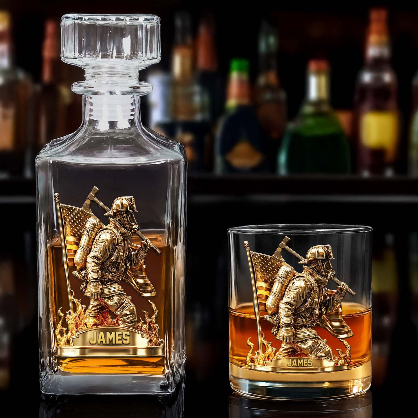 Personalized Firefighter Whiskey Glass QFND5050803