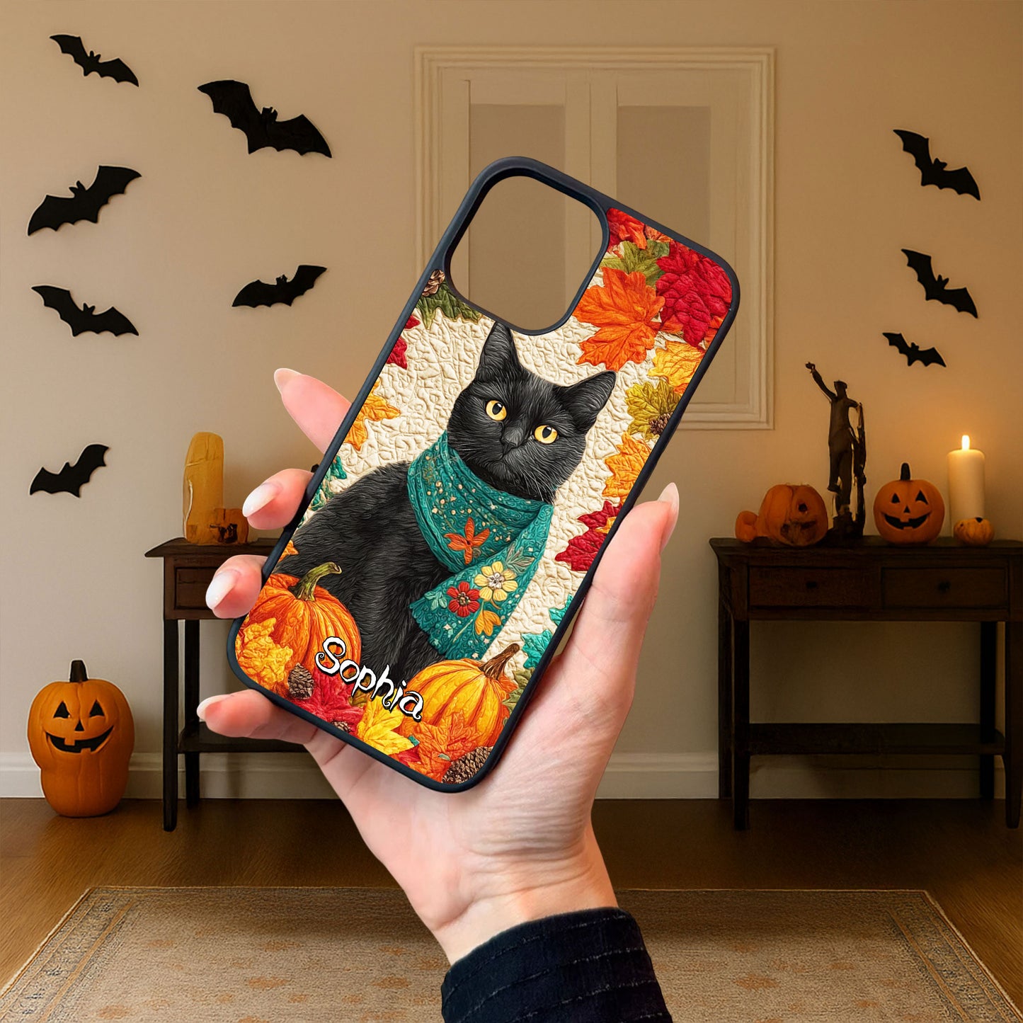 Custom Black Cat Halloween Phone Case UKHH5110901