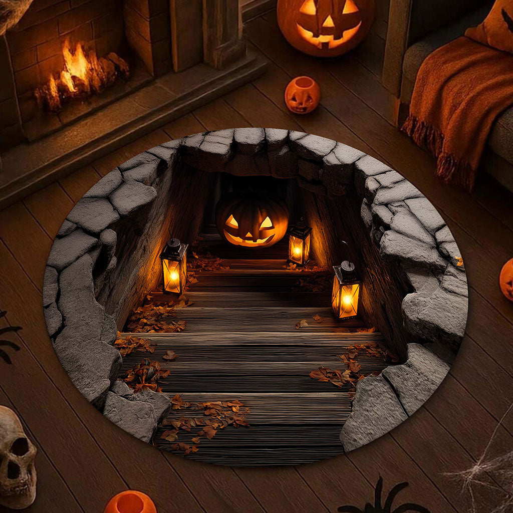 Pumpkin Halloween 3D Printed Rug, Halloween Round Mat UKHA5151001