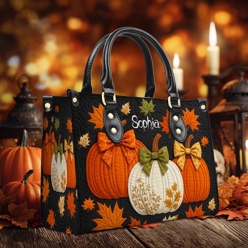 Custom Pumpkin Halloween Leather PU Handbag UKHM5290805