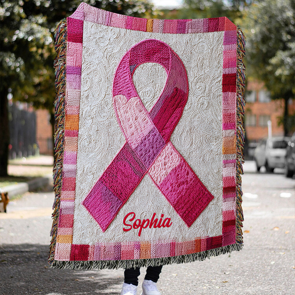 Personalized Breast Cancer Woven Tapestry Throw Blanket QFNT5210801