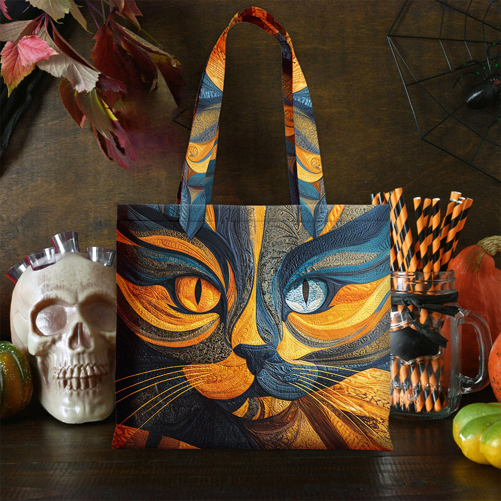 Personalized Black Cat Halloween Quilted Tote Bag QFNT5220803