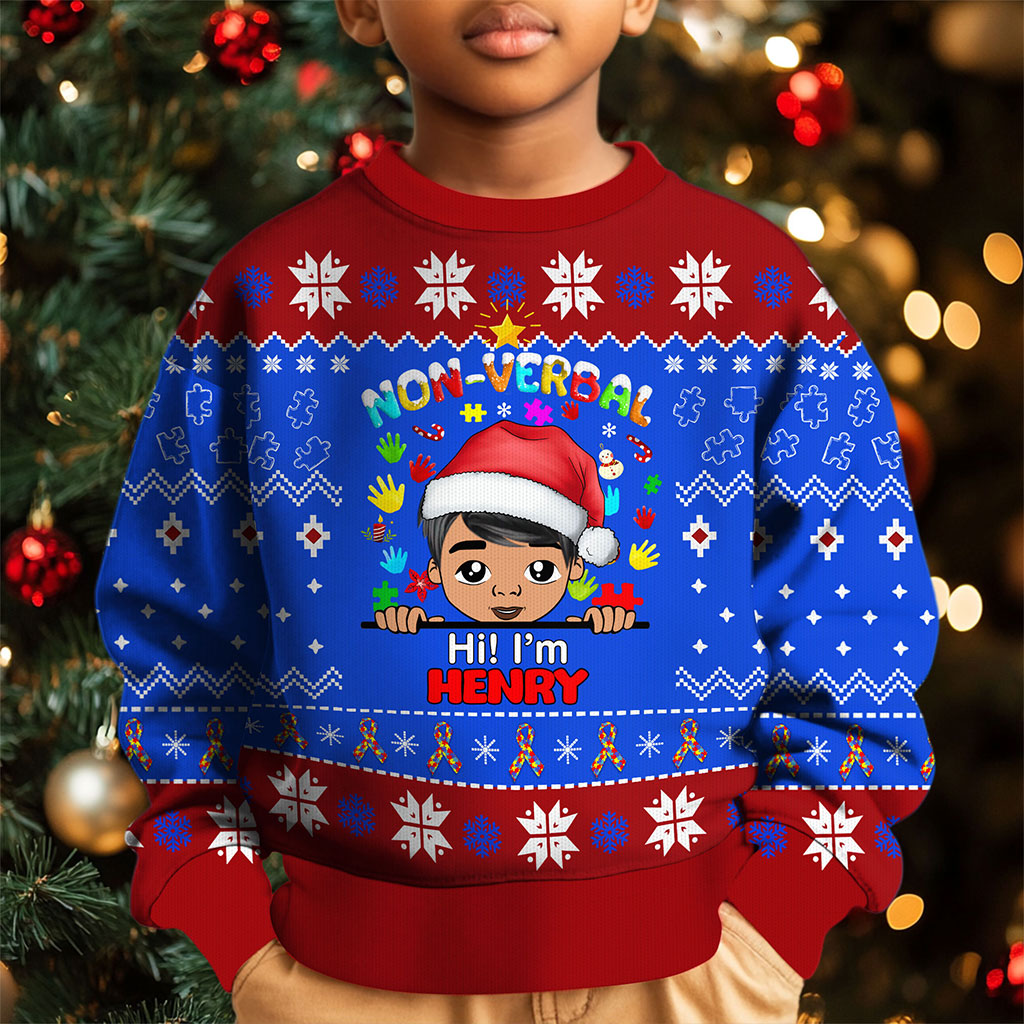 Personalized Christmas Christmas Sweater For Autism Kids, Holiday Special Needs Gift, Christmas Gift For Autistic Children, Xmas Gift For Autistic Girls, Autistic Boys QFTO4141001