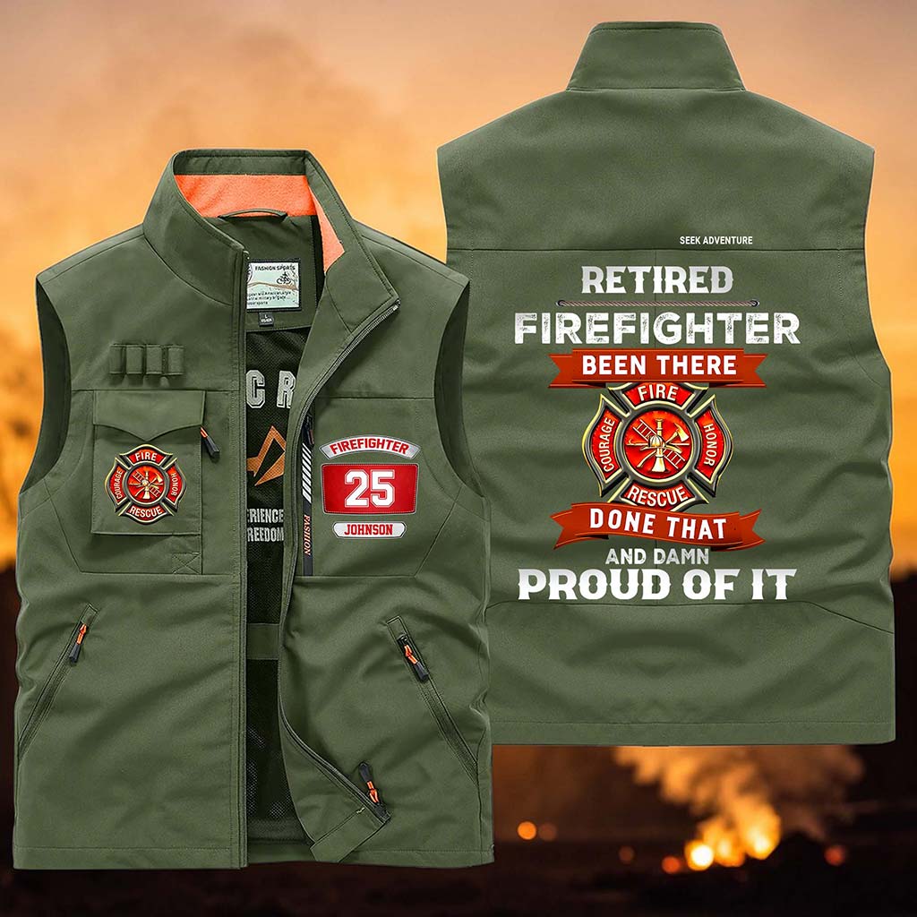 (CHECK SIZE CHART) Personalized Firefighter Multi-Pocket Vest UKUU6050305