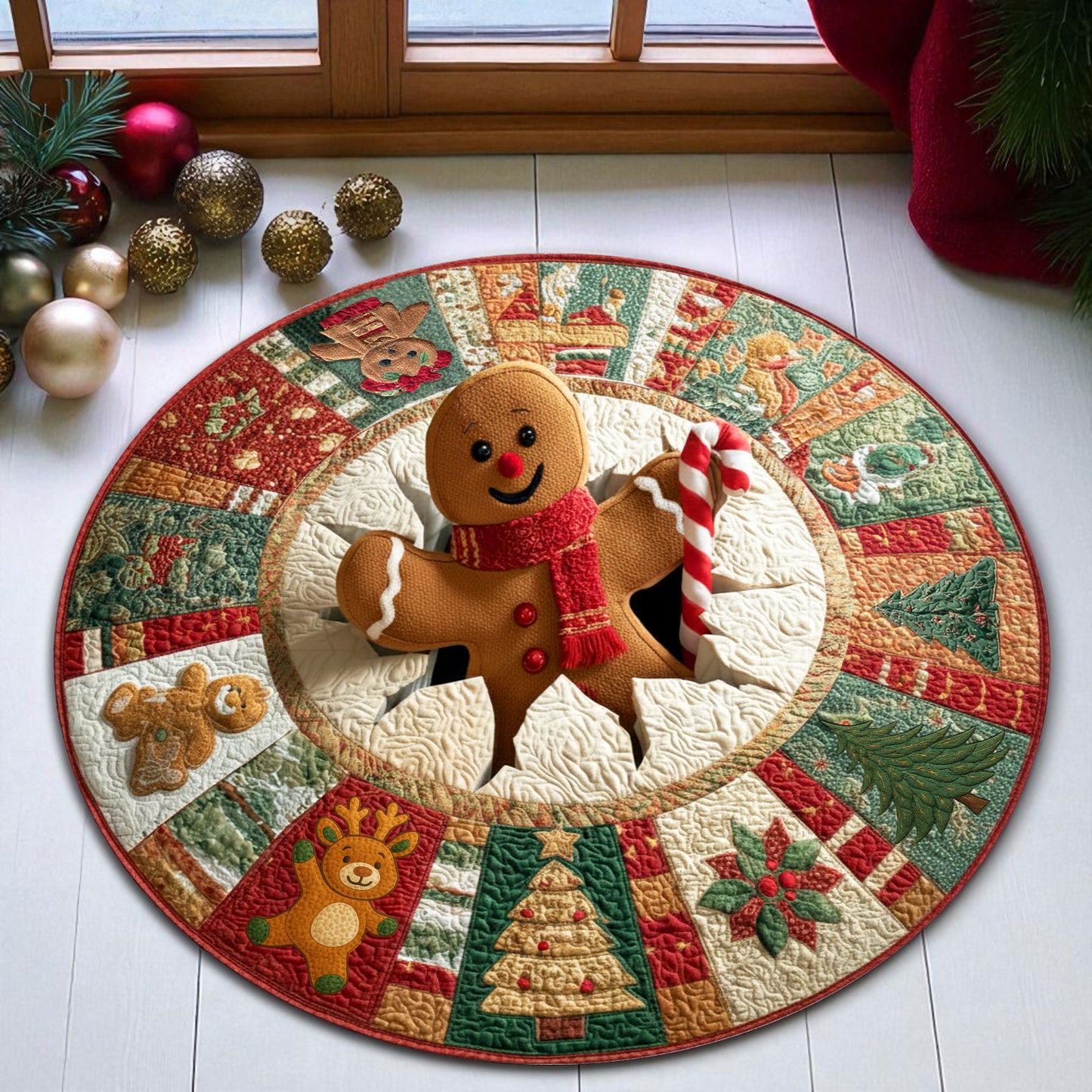 Gingerbread Man Christmas 3D Printed Rug UKHH5021001
