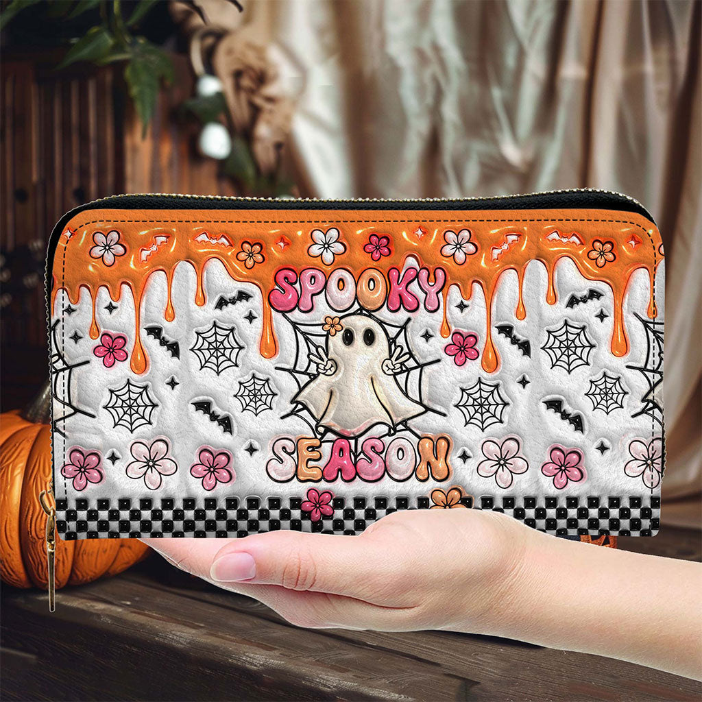 Spooky Vibe Print 3D Inflated Leather Handbag, Leather Wallet, Halloween Gift QFTO4240701