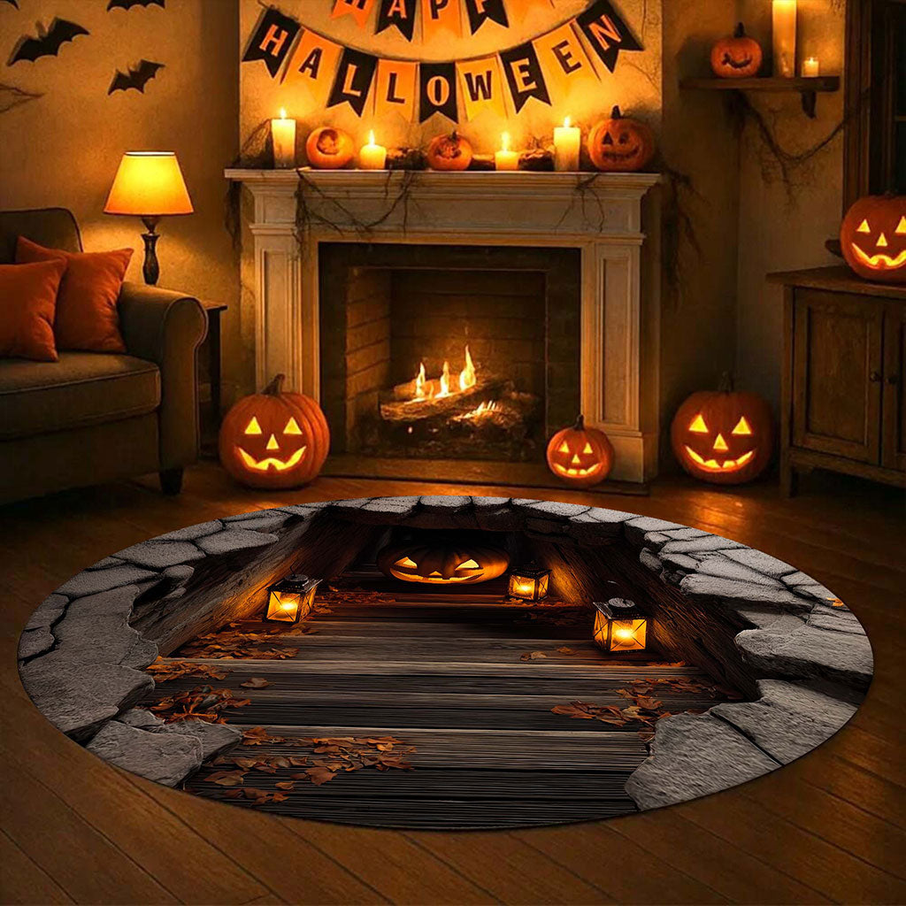 Pumpkin Halloween 3D Printed Rug, Halloween Round Mat UKHA5151001