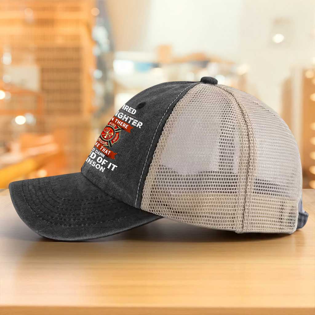 Personalized Retired Firefighter Demin Hat With Mesh QFTZ5130604