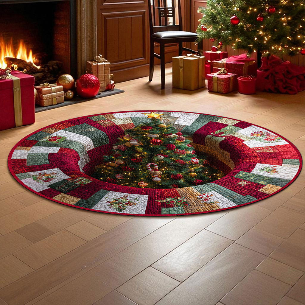 Christmas Optical Illusion Rug, Christmas Tree 3D Effect Rug QFTZ5011002