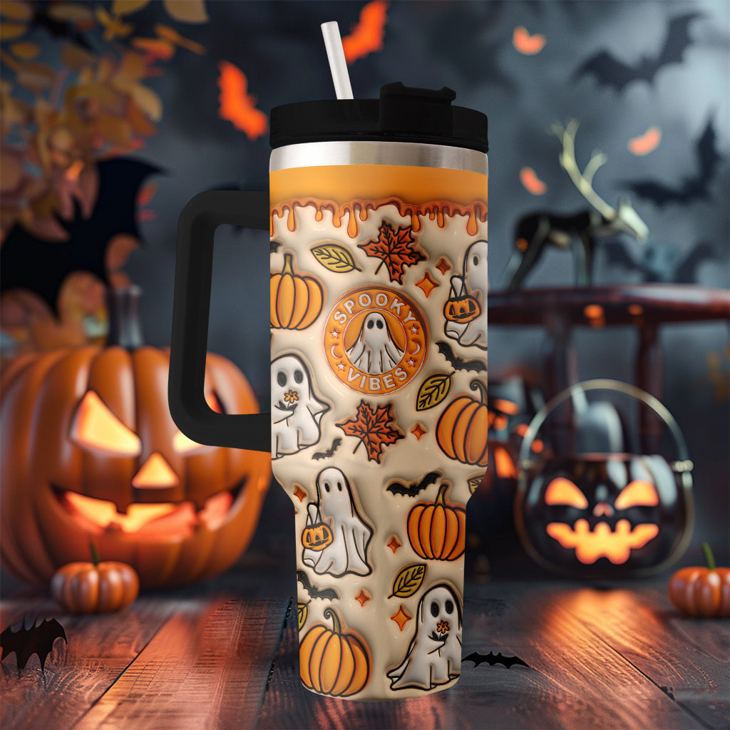 Spooky Vibe Print 3D Inflated 40 Oz Tumbler, Halloween Gift QFTO4300703