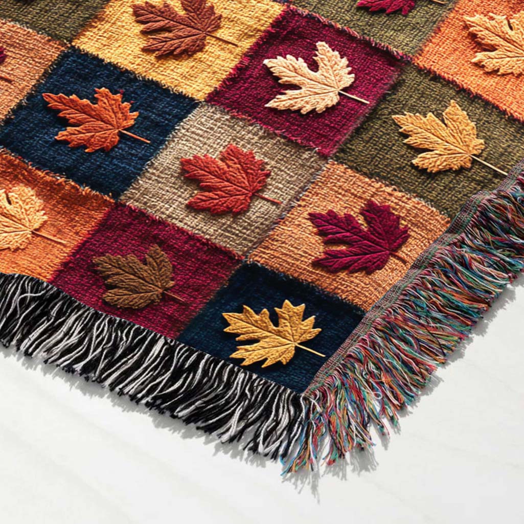 Retro Fall Leaf Woven Blanket QFHM5080801