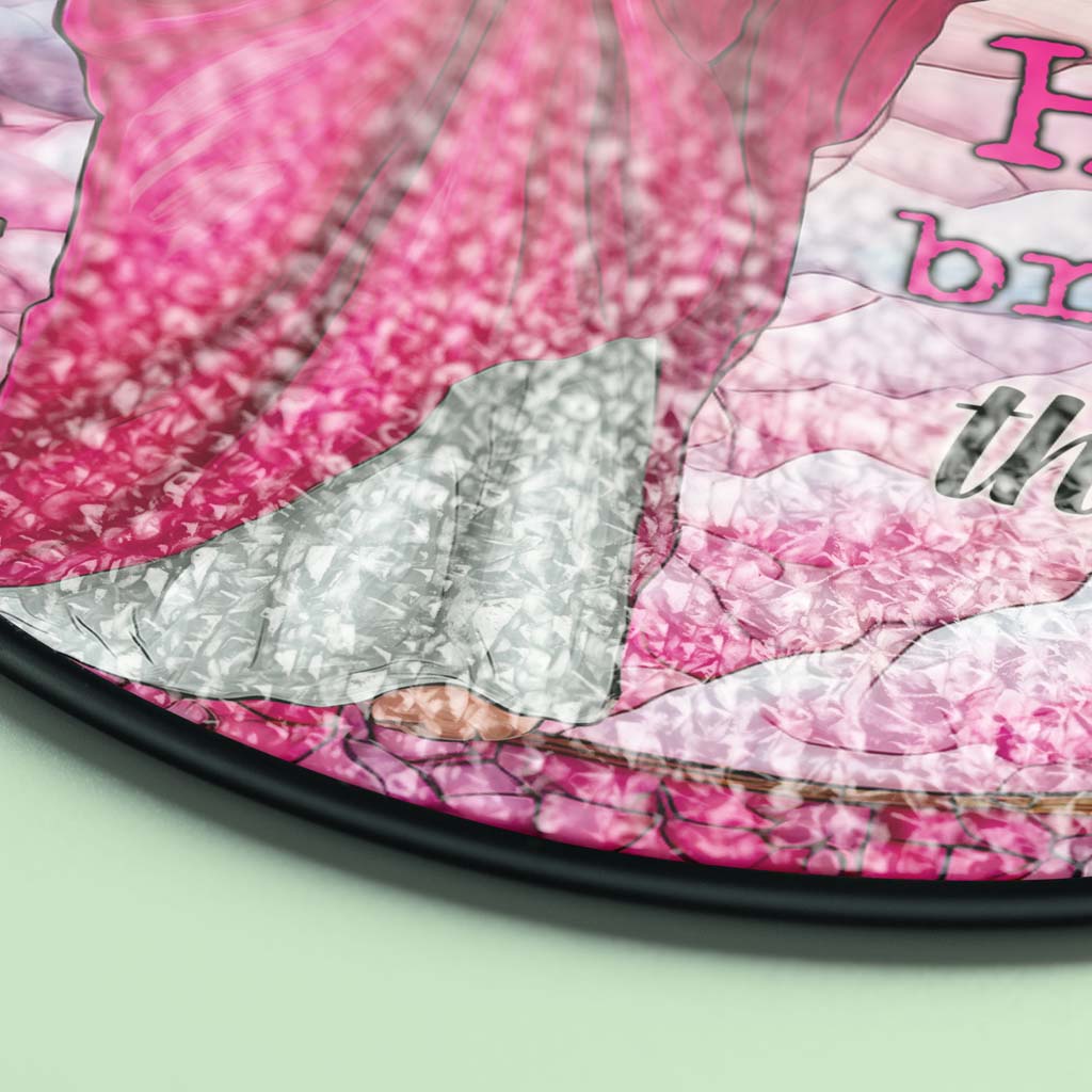 If God Brings You To It, He Will Bring You Through It Breast Cancer Faux Stained Glass Suncatcher QFTD5260603