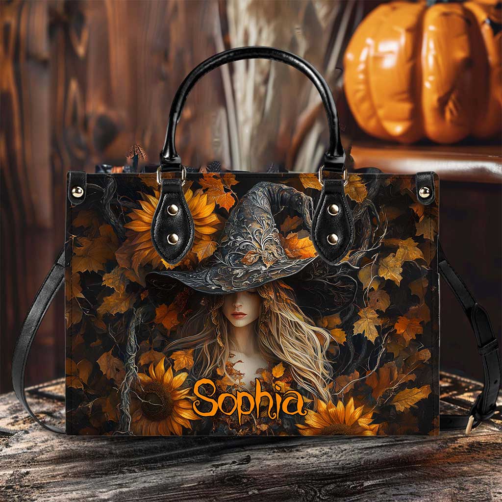 3D Salem Witch with Sunflowers Handbag Wallet Halloween NPUU4050901