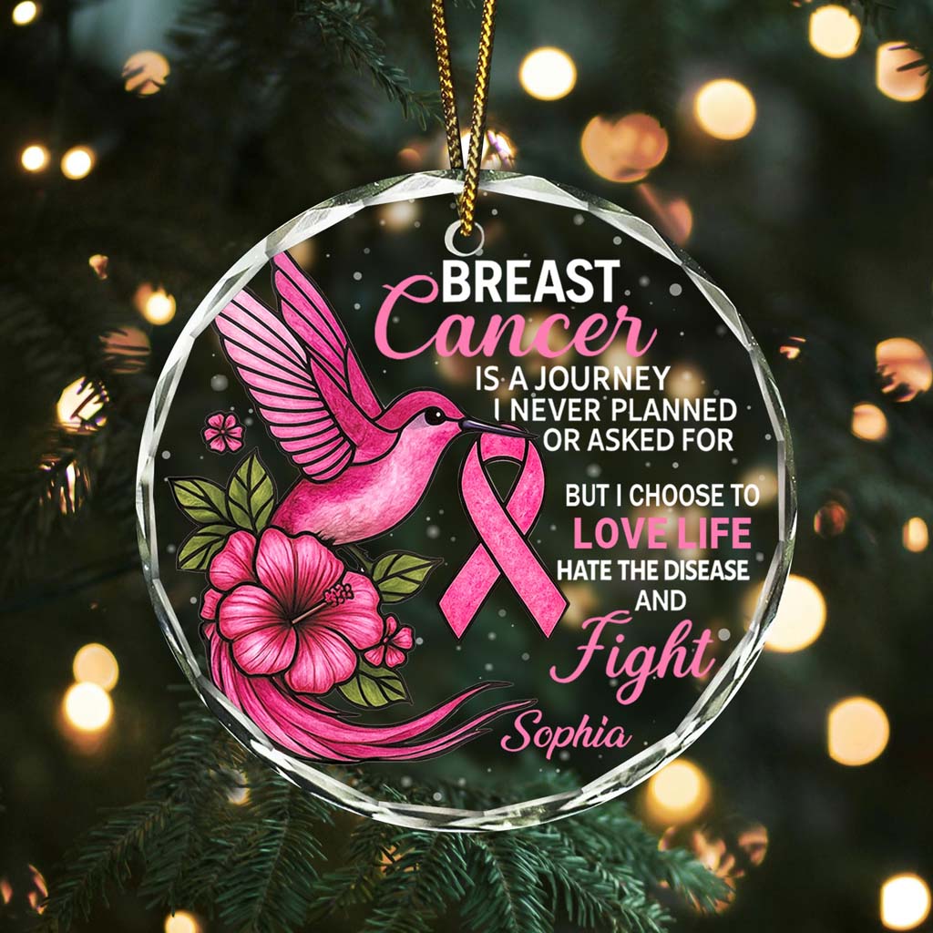 Personalized Breast Cancer Glass Ornament UKHM5230603