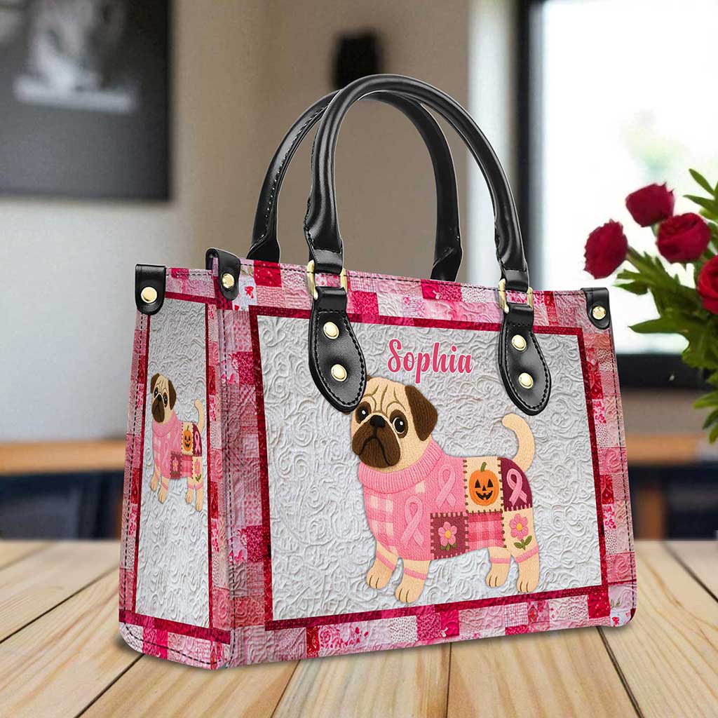Personalized Dog Breast Cancer Leather Handbag UKTZ5280803
