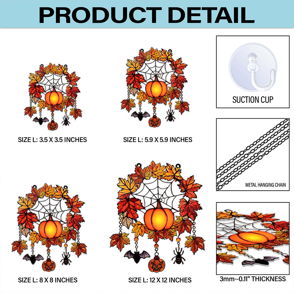 Autumn Halloween Faux Stained Glass Acrylic Suncatcher, Halloween Acrylic Window Hanging Suncatcher UKHA5050901