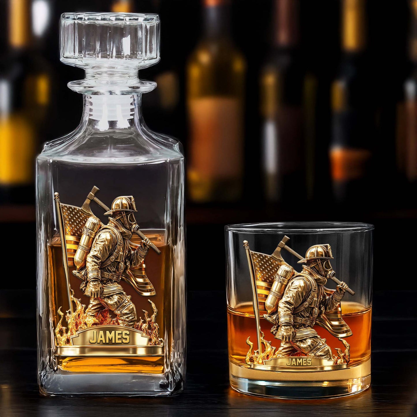 Personalized Firefighter Whiskey Glass QFND5050803