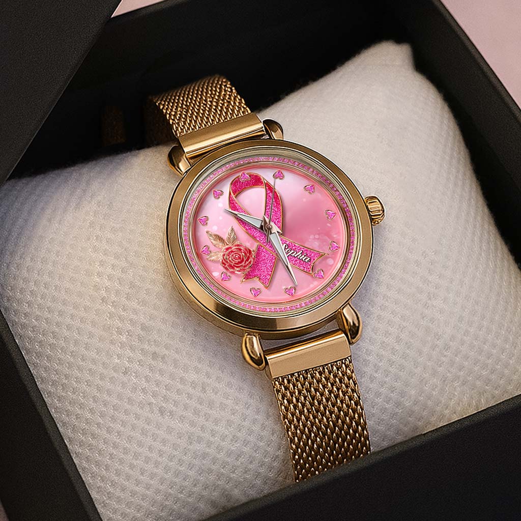 Personalized Breast Cancer Mesh Strap Quartz Watch QFHA5180901