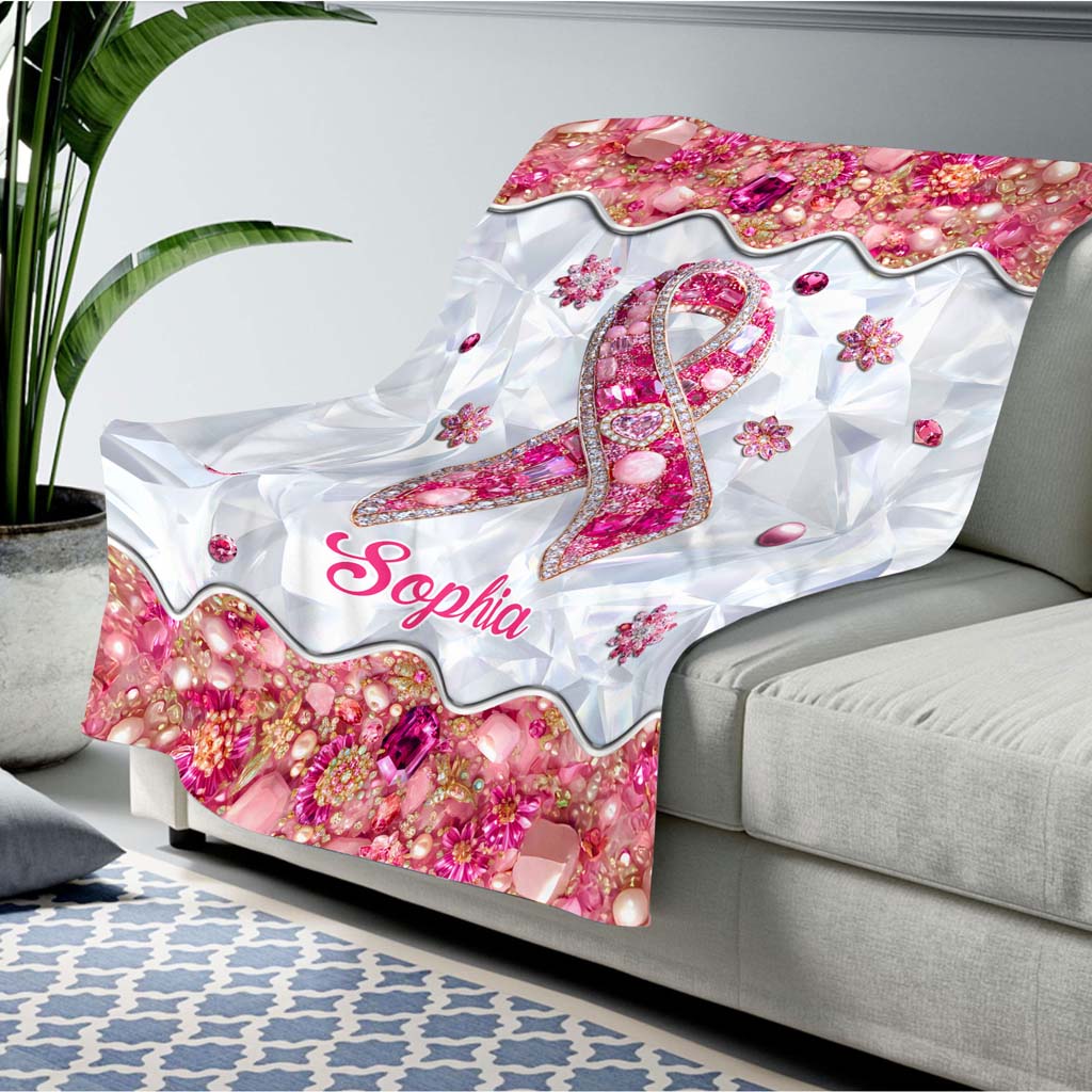Personalized Breast Cancer Fleece Blanket QFTD5140803