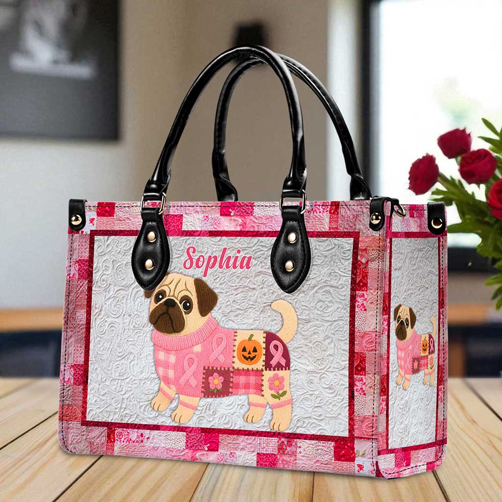 Personalized Dog Breast Cancer Leather Handbag UKTZ5280803