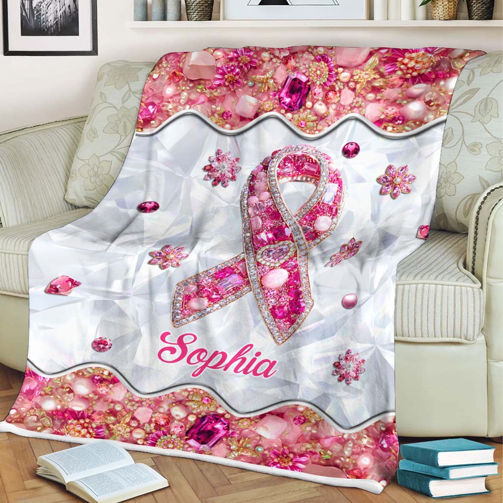 Personalized Breast Cancer Fleece Blanket QFTD5140803