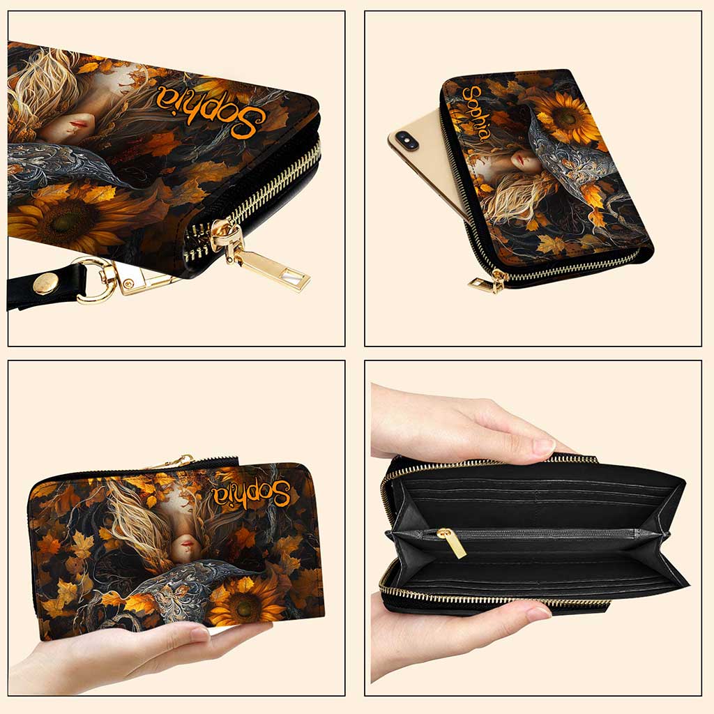 3D Salem Witch with Sunflowers Handbag Wallet Halloween NPUU4050901