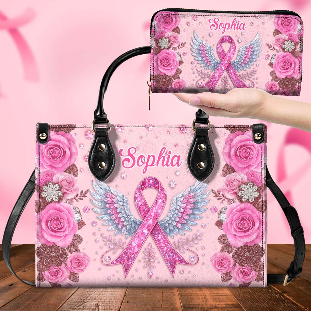 Custom Breast Cancer Leather Handbag, Wallet UKTD5110902