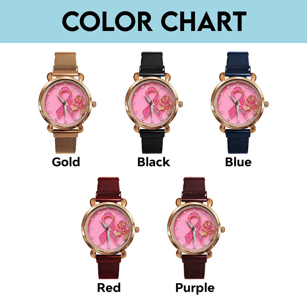 Personalized Breast Cancer Mesh Strap Quartz Watch QFHA5180901