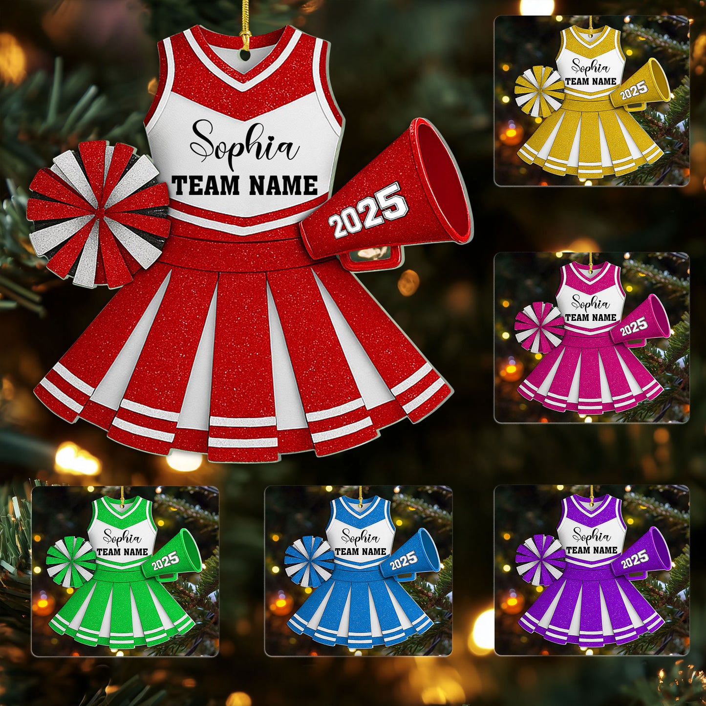 Personalized Cheerleader 2D Flat Ornament, Cheerleading Christmas Ornament, Cheerleader Team Ornament, Cheer Coach Gift, Cheerleader Gift UKHH5141001