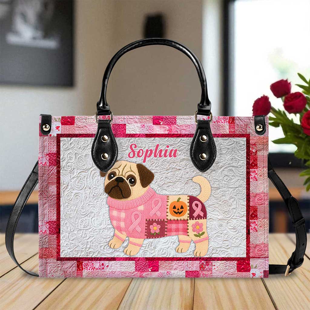 Personalized Dog Breast Cancer Leather Handbag UKTZ5280803