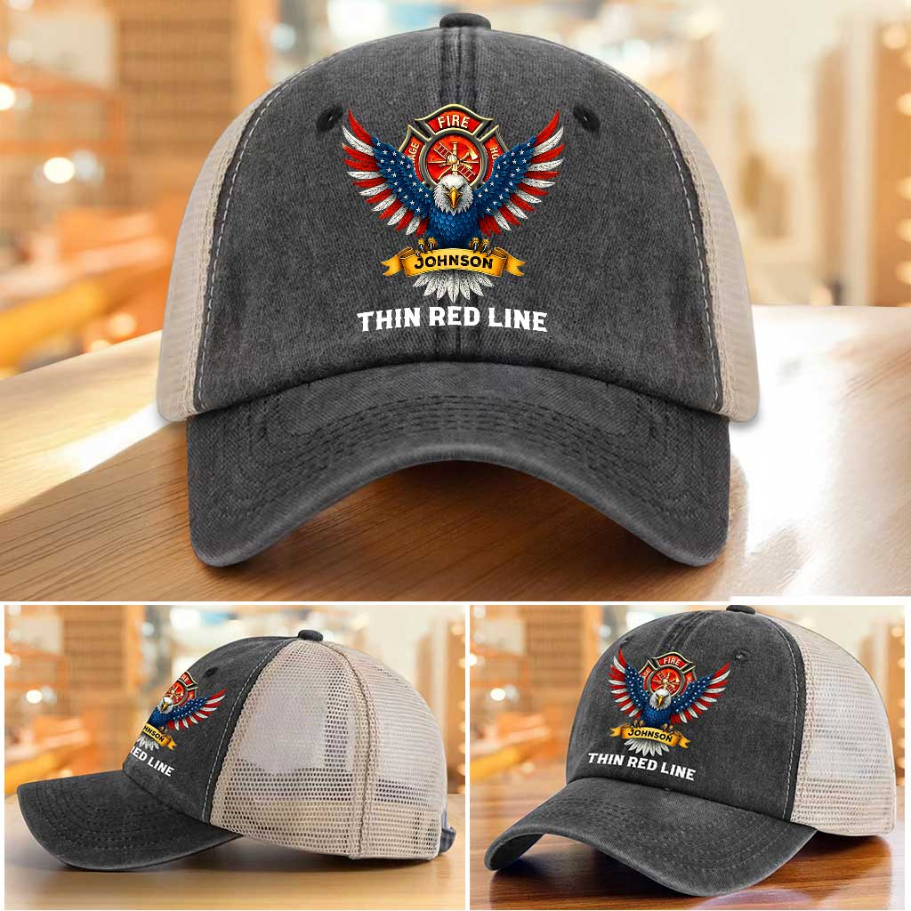 Personalized Retired Firefighter Demin Hat With Mesh QFTZ5130606