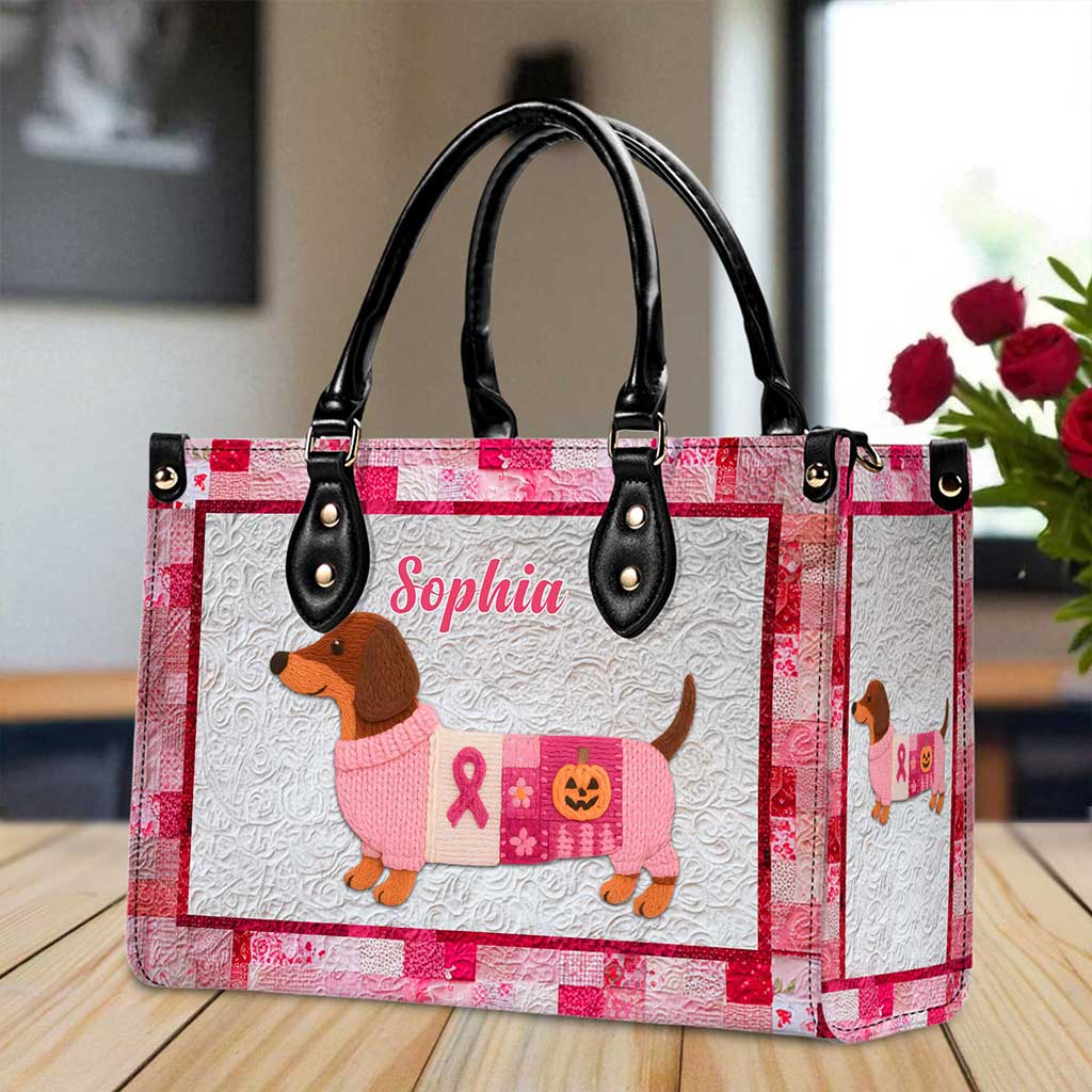 Personalized Dog Breast Cancer Leather Handbag UKTZ5280804