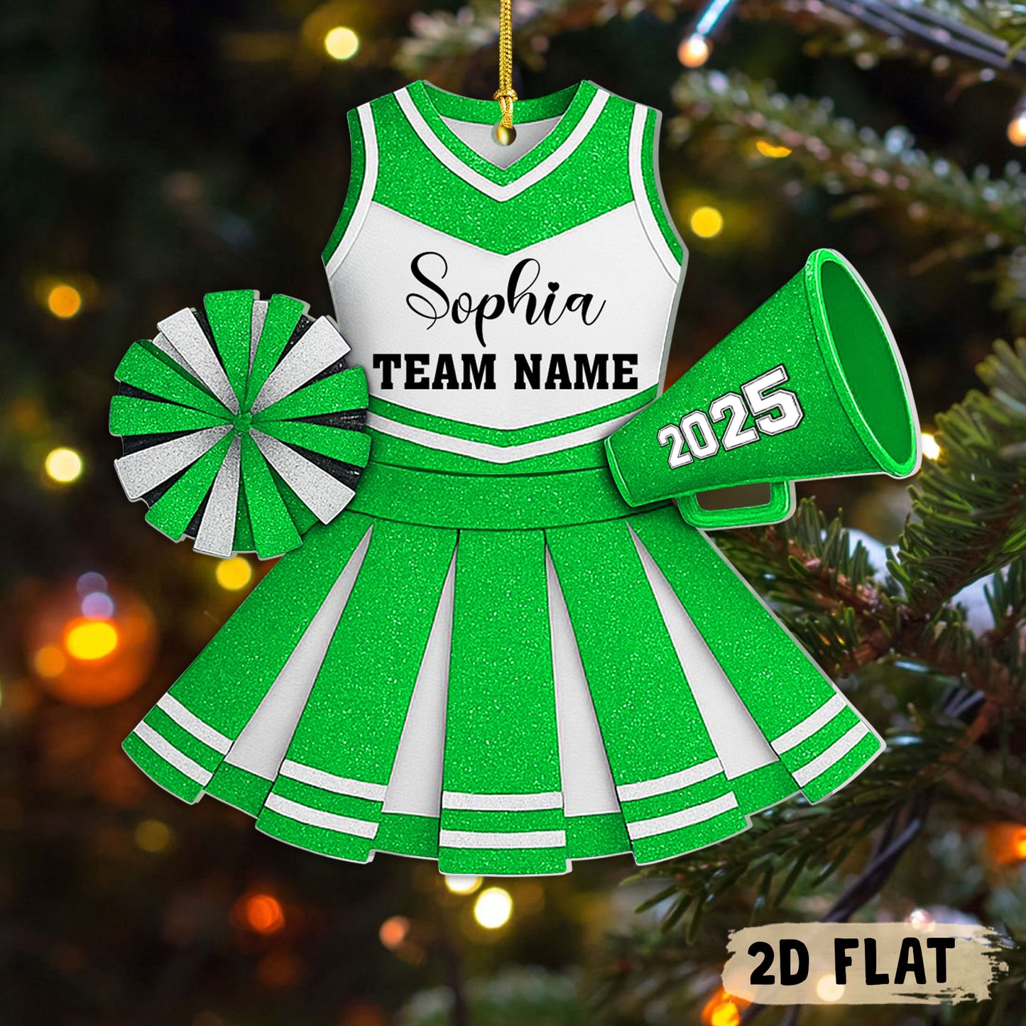 Personalized Cheerleader 2D Flat Ornament, Cheerleading Christmas Ornament, Cheerleader Team Ornament, Cheer Coach Gift, Cheerleader Gift UKHH5141001