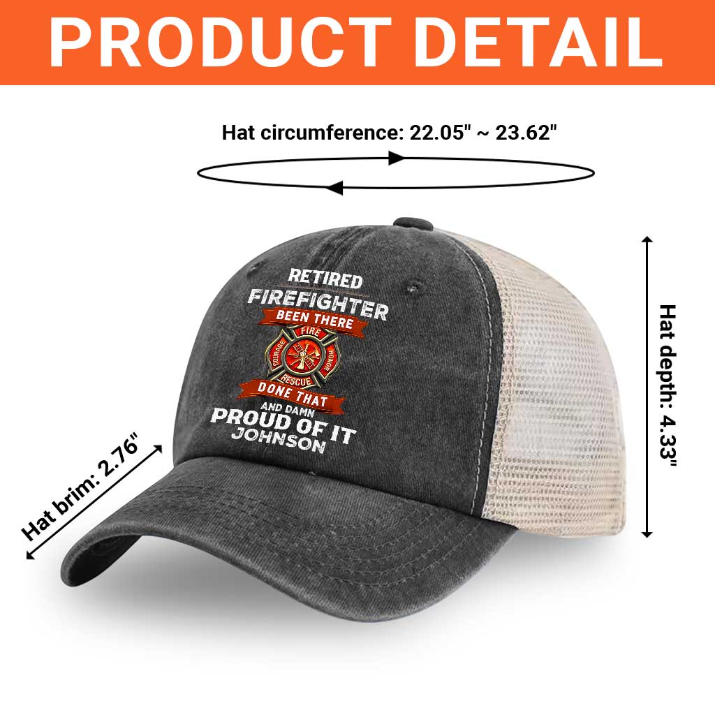 Personalized Retired Firefighter Demin Hat With Mesh QFTZ5130604