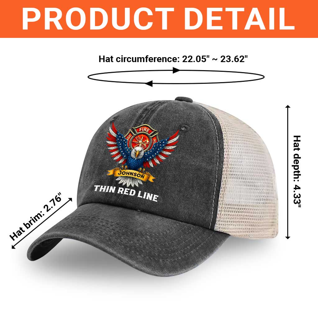 Personalized Retired Firefighter Demin Hat With Mesh QFTZ5130606