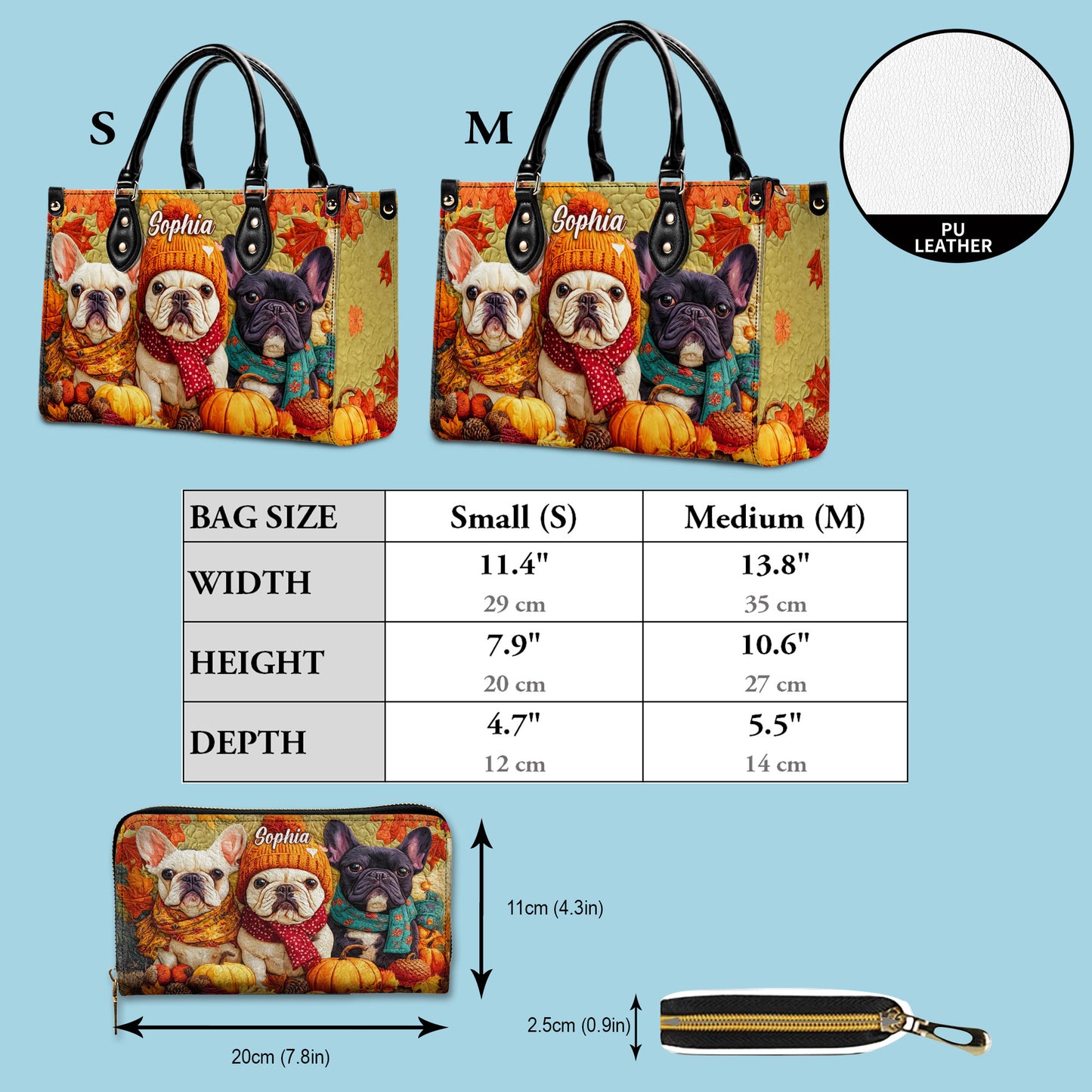 Custom Frenchie Halloween Leather Handbag UKTO5140802