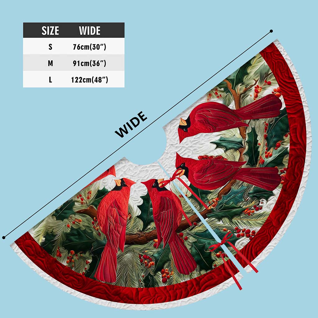 Red Cardinal Birds Christmas Tree Skirt QFND5251001