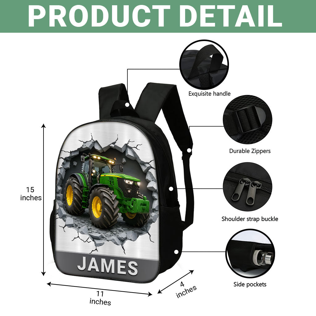 Personalized Tractor Back To School Backpack, School Bag For Kid UKTZ5020801