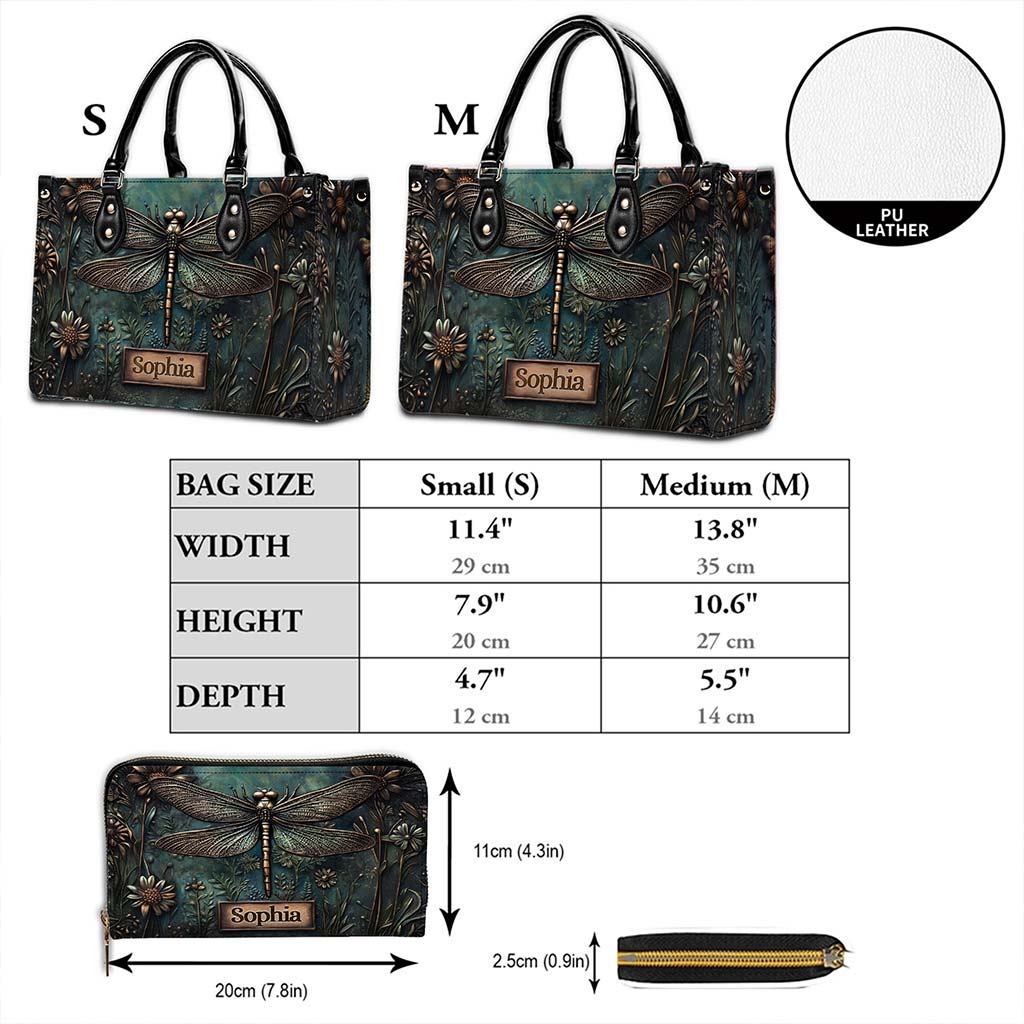 Personalized Dragonfly Art Pu Leather Handbag QFPY5080704