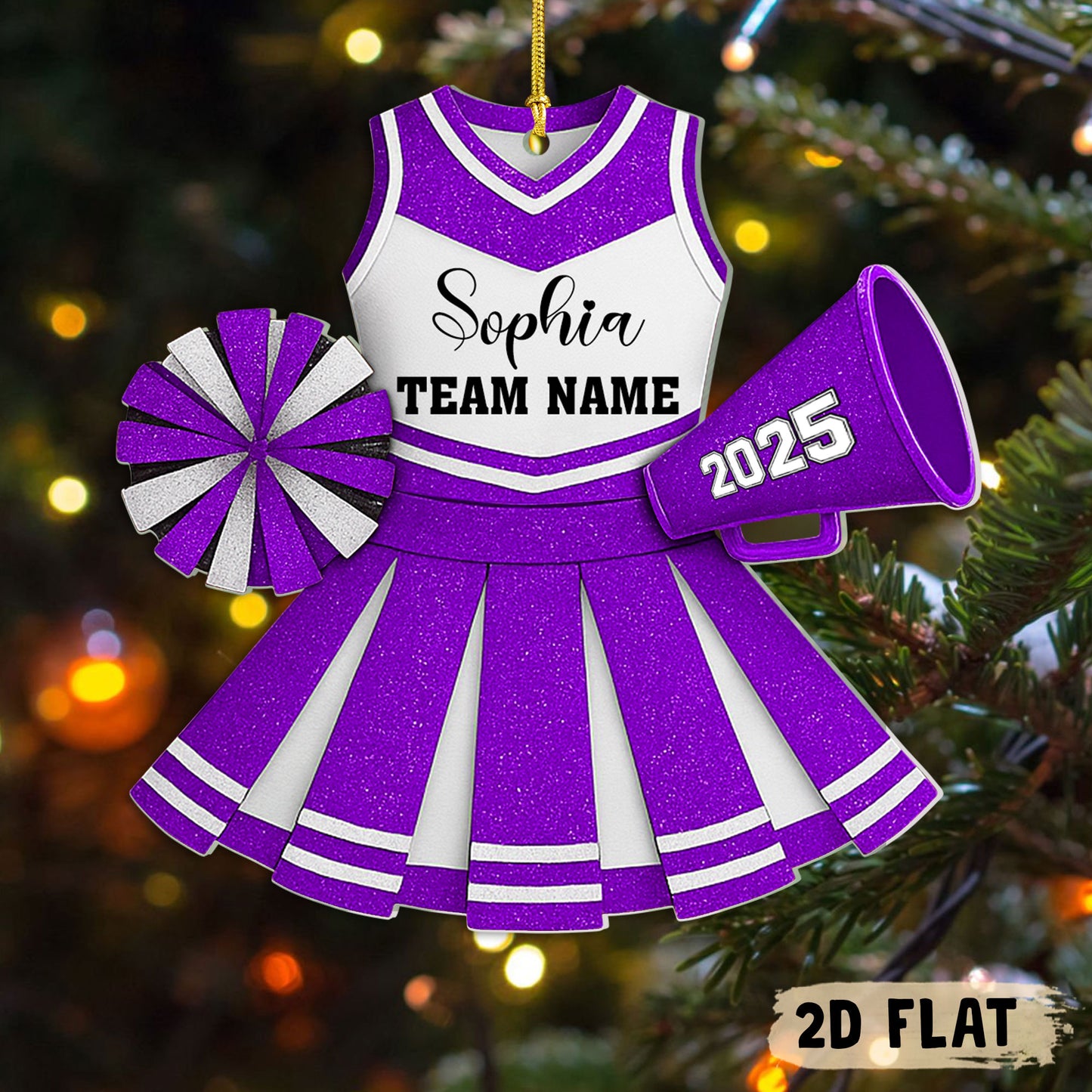 Personalized Cheerleader 2D Flat Ornament, Cheerleading Christmas Ornament, Cheerleader Team Ornament, Cheer Coach Gift, Cheerleader Gift UKHH5141001