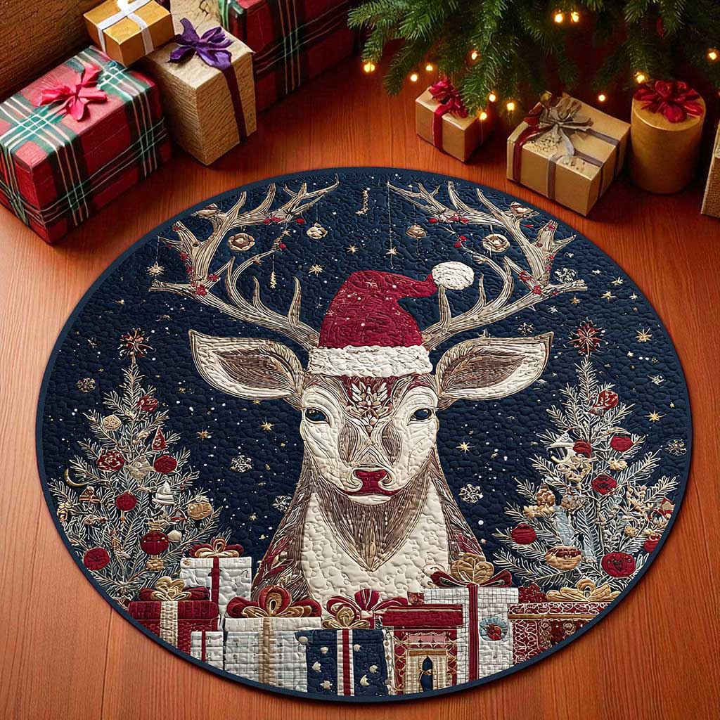 Reindeer Christmas Round 3D Printed Rug UKPY5021003