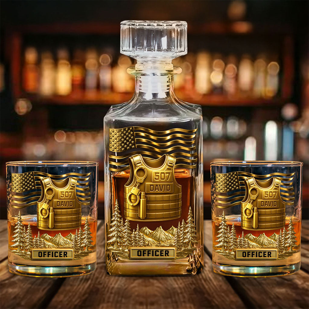 Personalized Police Whiskey Decanter Set UKTO5020801