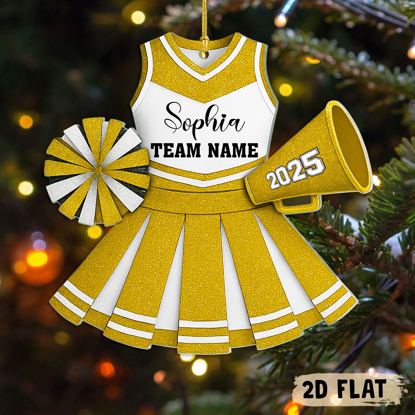 Personalized Cheerleader 2D Flat Ornament, Cheerleading Christmas Ornament, Cheerleader Team Ornament, Cheer Coach Gift, Cheerleader Gift UKHH5141001