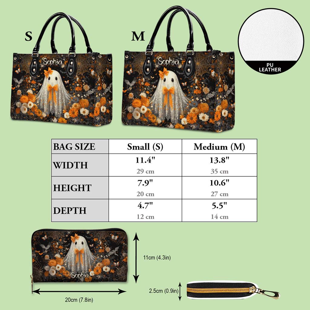 Personalized Retro Lace Ghost Halloween PU Leather Handbag QFTD5040901