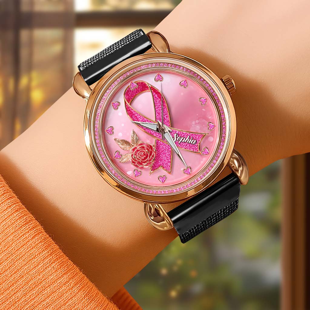 Personalized Breast Cancer Mesh Strap Quartz Watch QFHA5180901