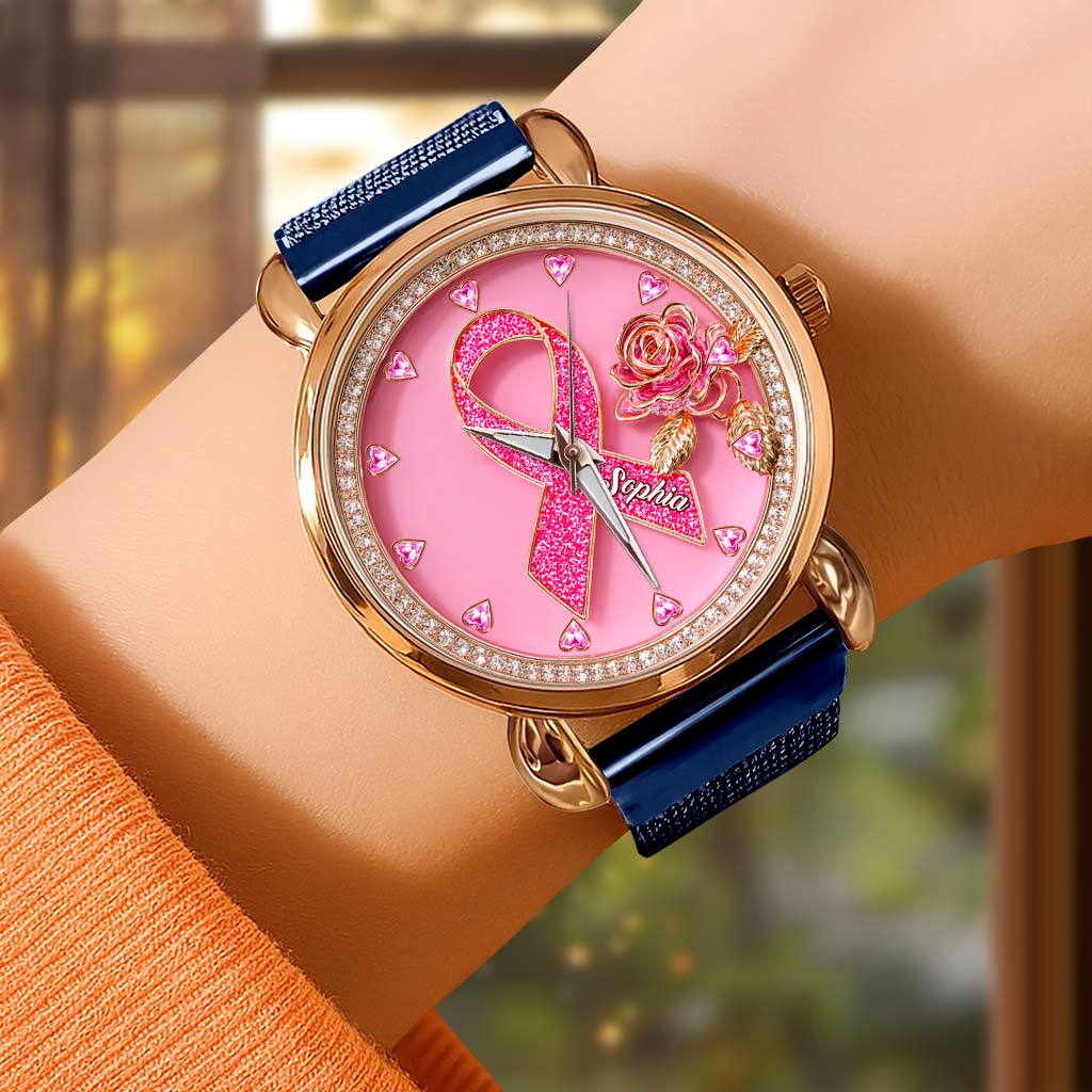 Personalized Breast Cancer Mesh Strap Quartz Watch QFHA5180901