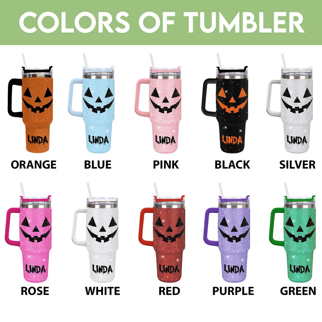 Personalized Halloween Bling 40 Oz Tumbler, Pumpkin Bling Cup, Halloween Tumbler, Fall Cup, Pumpkin Tumbler QFTD4240701