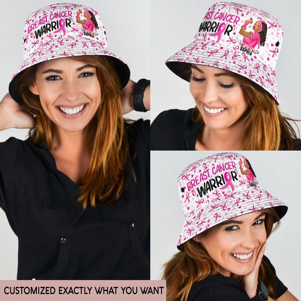 Custom Name Breast Cancer Warrior Bucket Hat QFTD3290801